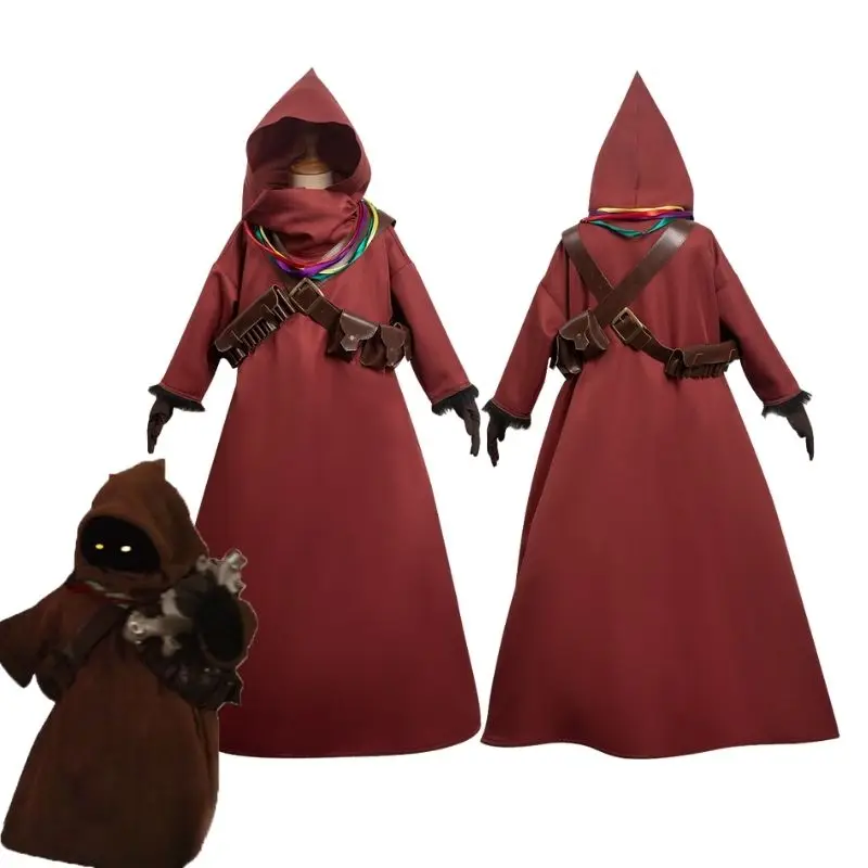 

Детский костюм для косплея Jawa, пальто, толстовка с капюшоном, ТВ, манда, косплей, лорийские перчатки, пояс, Хэллоуин, карнавальный костюм для мальчиков и девочек, маскировка