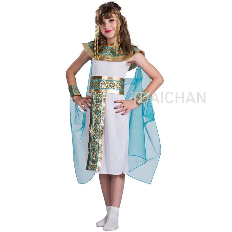 

Египетская королева косплей костюм на Хэллоуин египетская принцесса косплей платье для Пурим девочки маскарадный искусственный Дети