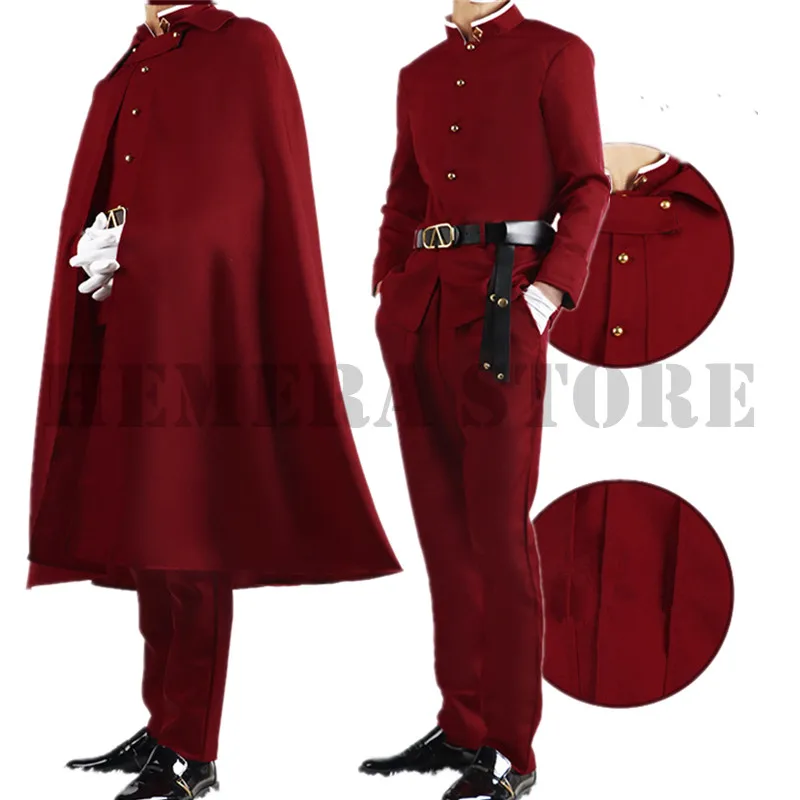 Tetchou Suehiro Cosplay Bungo Stray Dogs Season 4 Costume Wig Hunting Dogs Team Red Uniform Brown Hair Anime Hat Gloves Cloak