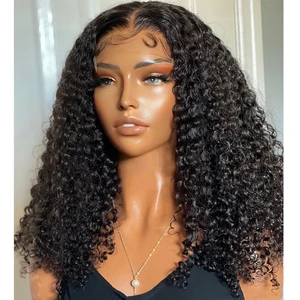 PrePlucked Glueless Soft 180 Density Deep Kinky Curly 26“Long Natural Black Lace Front Wigs For African Women Babyhair Daily