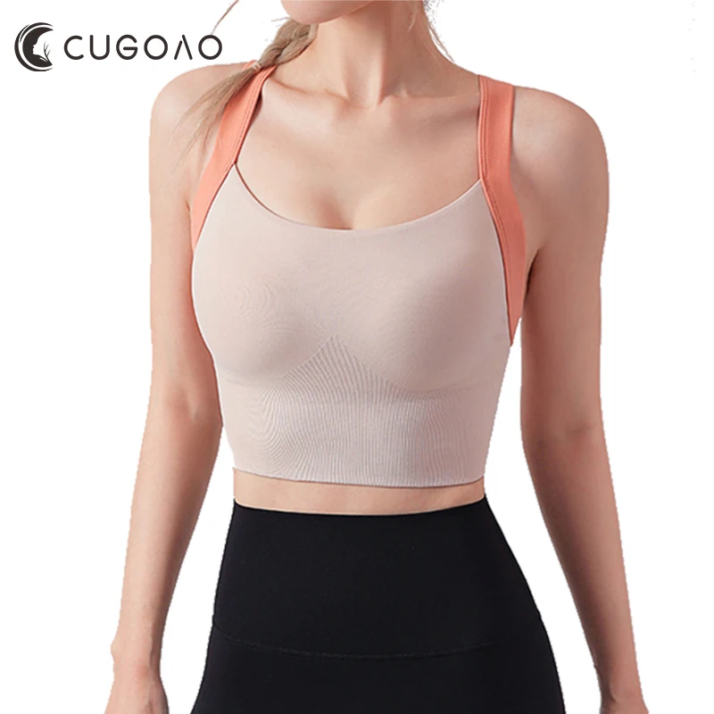 

CUGOAO Fitness Tank Top Women Sports Support Sexy Tight Gym Yoga Vest Buttery Soft Weightless With Removable Chest Pad