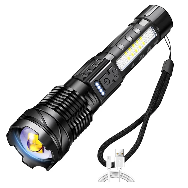 

Светодиодный фонарик с высокой прочностью, зарядка через USB, Тип C, фонарь, фонарь с увеличением, портативный светильник с ярким светом