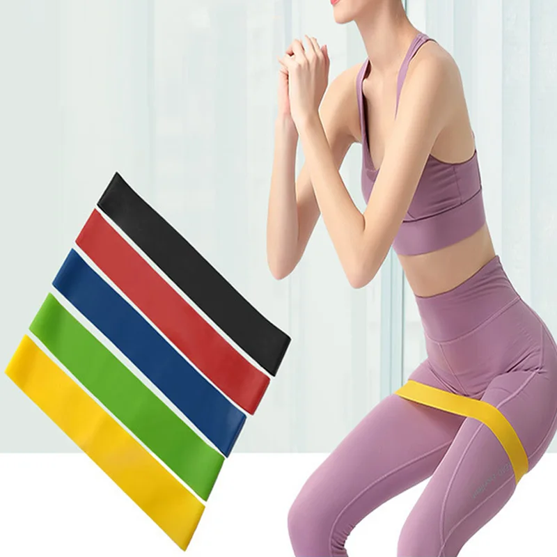 

Portable Fitness Workout Equipment Rubber Resistance Bands Yoga Gym Elastic Gum Strength Pilates Crossfit Women Weight Sports