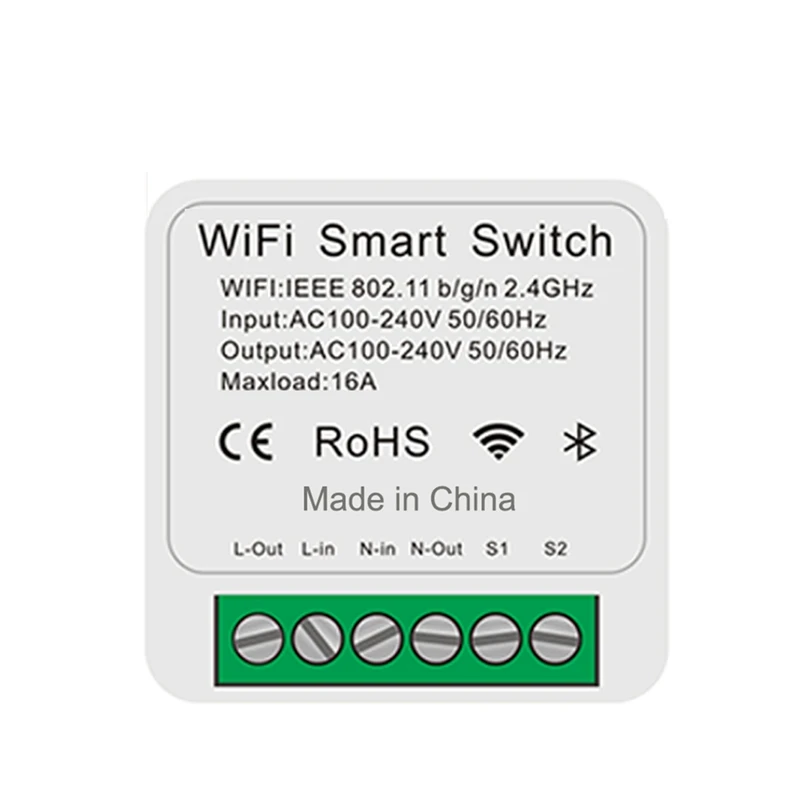 Умный мини-переключатель HLZS с Wi-Fi, скрытый переключатель вкл-выключатель, Alexa мобильный телефон, таймер, двойной переключатель управления