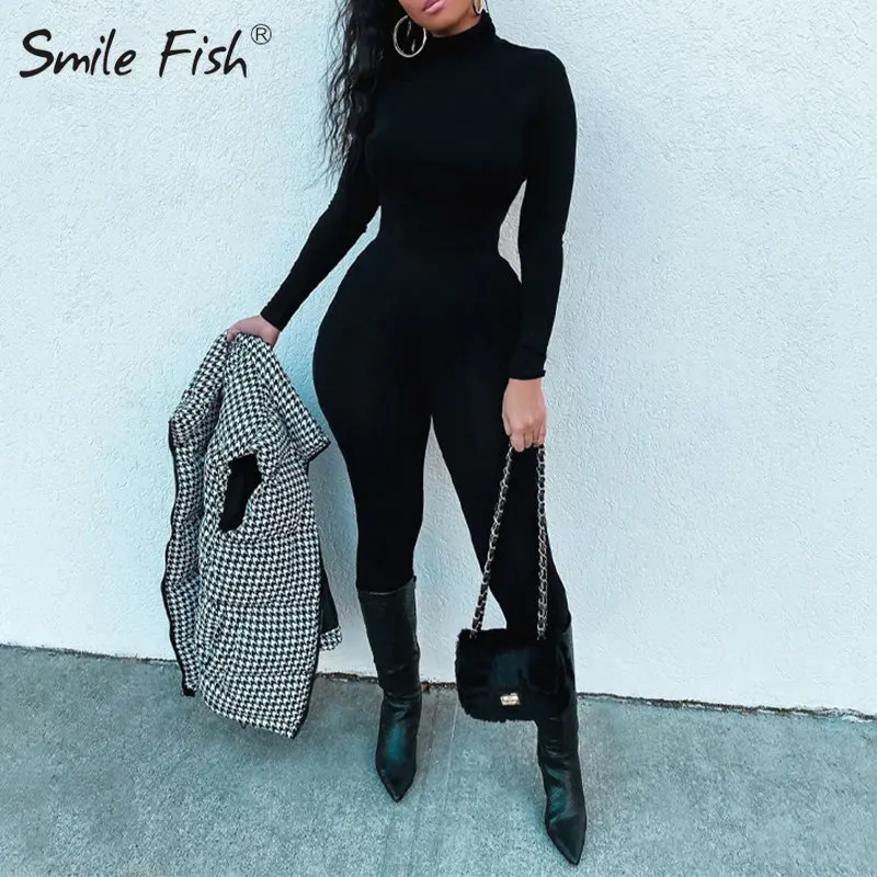 

Соблазнительные однотонные облегающие Женские комбинезоны 2022 вечерние вечерняя Клубная одежда с высоким воротником, Осенние облегающие Ж...