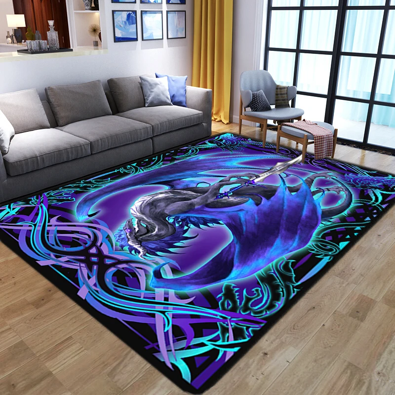 

Волшебный дракон, искусство для дома, гостиной, Противоскользящие коврики, украшение детской спальни, прикроватный диван, мягкие напольные коврики, коврик для йоги