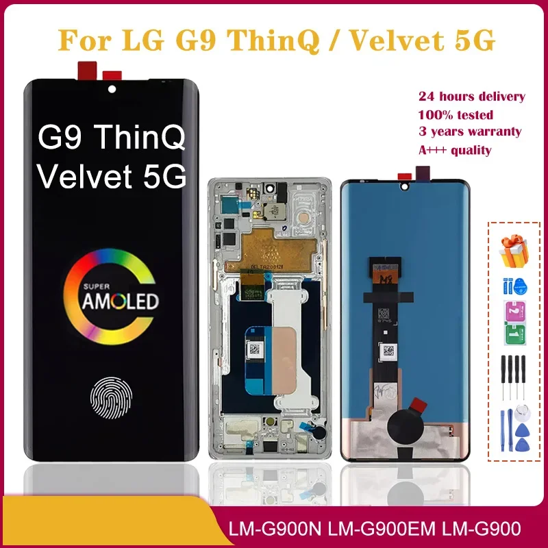 6 8 &quotAMOLED для LG G9 ThinQ 5G Velvet ЖК-дисплей с сенсорным экраном LM G900N G910EMW ЖК-экран рамкой