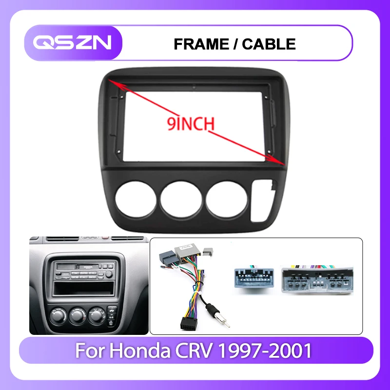 QSZN 9-дюймовый для Honda CRV 1997-2001 комплект автомобильной радио панели кабель питания
