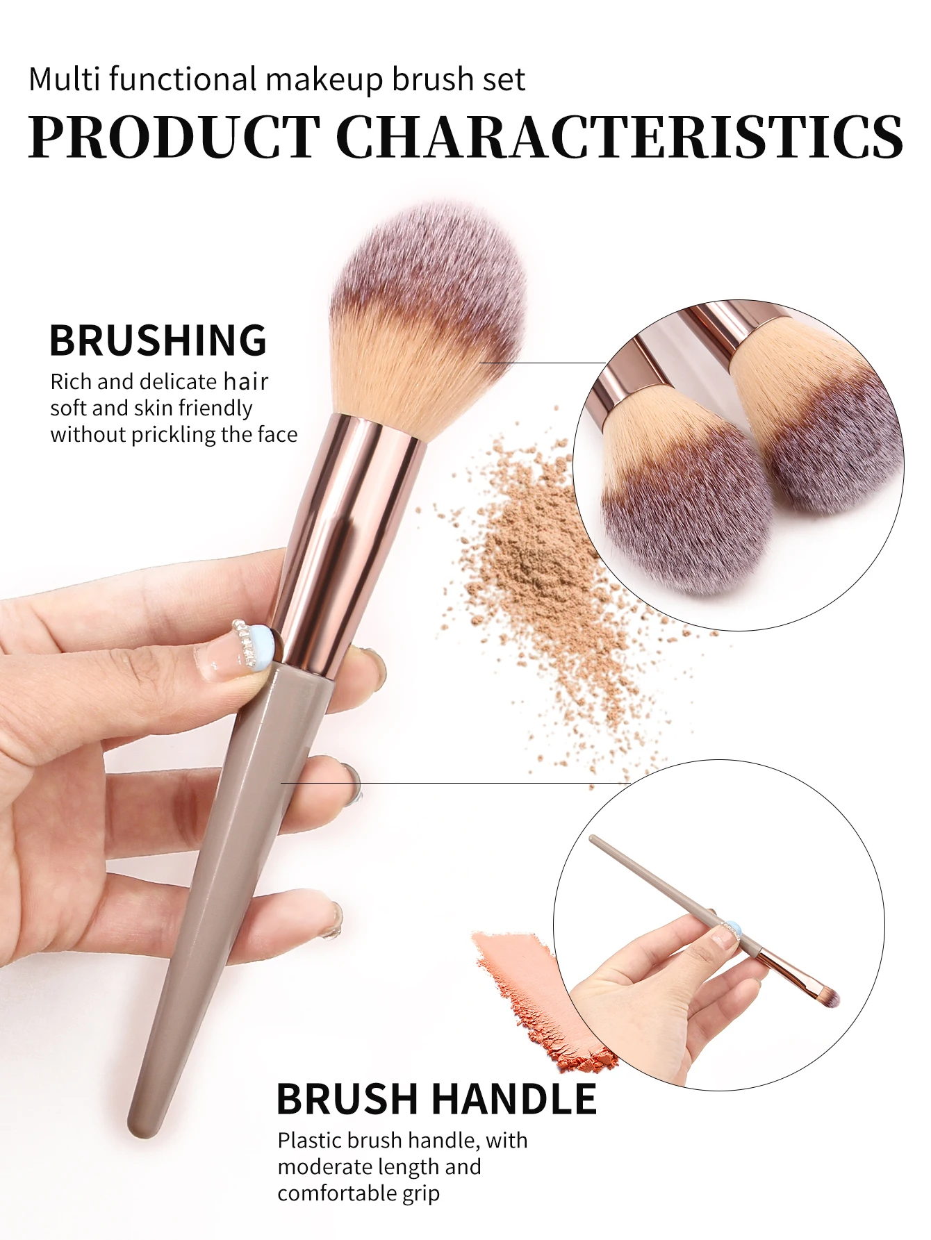 Набор кистей для макияжа цвета шампанского 14 дюймов кисть теней пудры ведро