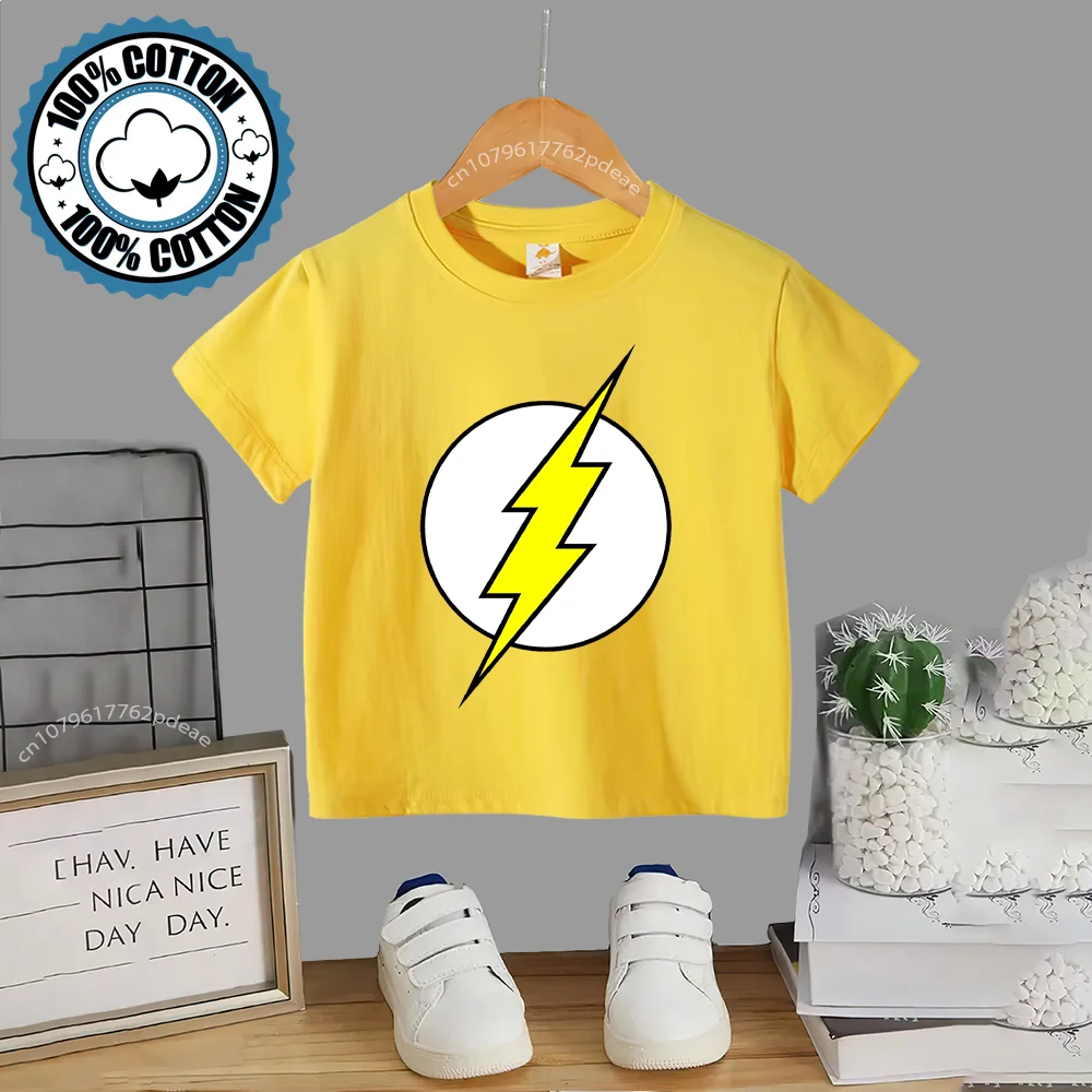 Детский хлопковый джемпер с коротким рукавом принтом