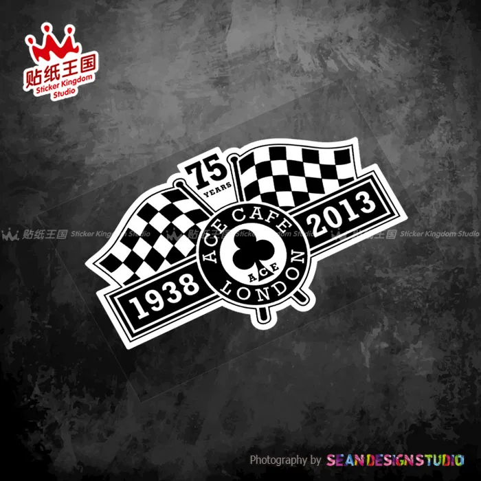 

Для произведений искусства 75-й кафе-гонщик шлем мотоцикл мотоцикл наклейки водонепроницаемые наклейки 19