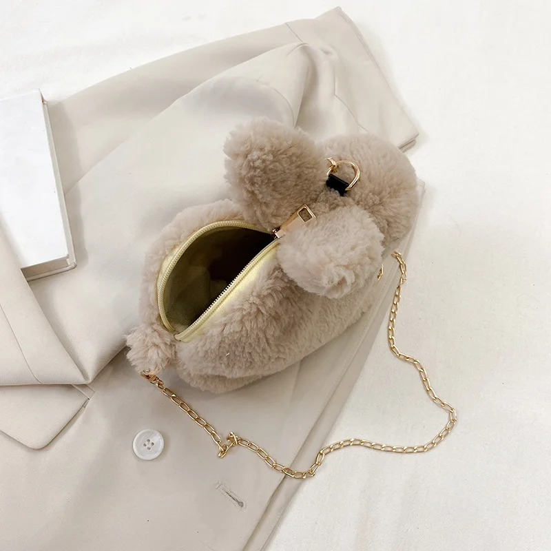Children's Crossbody Bag Lovely Bunny Cute Rabbit Plush Doll Toy Bag for Women Phone Lipstick Zipper Bags Easter Gift