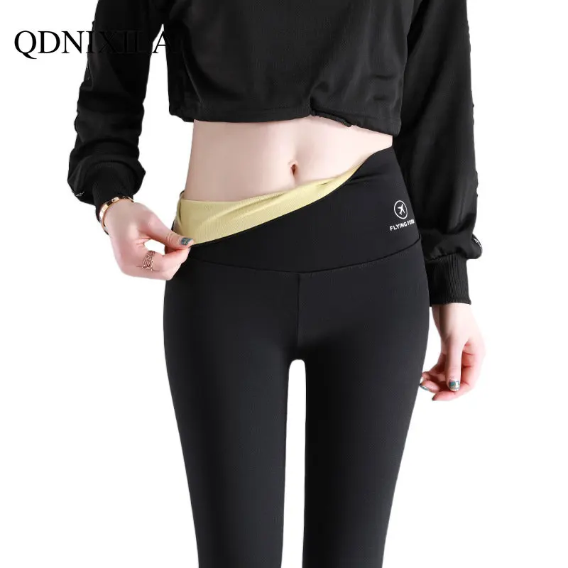 2022 Winter Women Leggings New Lamb Wool Pants Thickened Belly Shrinking Lifting Hip Bottoming Pants Sexy Fashion Gym Leggings