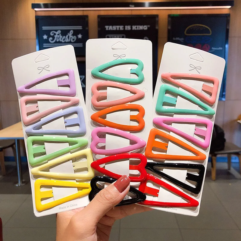 

6pcs Solid Metal Candy Colors Hair Pins for Girl High Quality Kids Hair Clips Snap Hair Clips 2022 Gift Kids Accessories