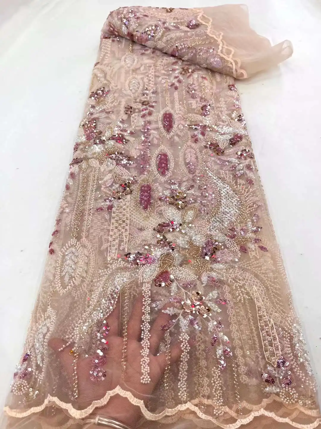 

Изысканные африканские бусины ручной работы, кружева, ткани, роскошная нигерийская стандартная ткань, французская невеста, Тюлевое кружево...