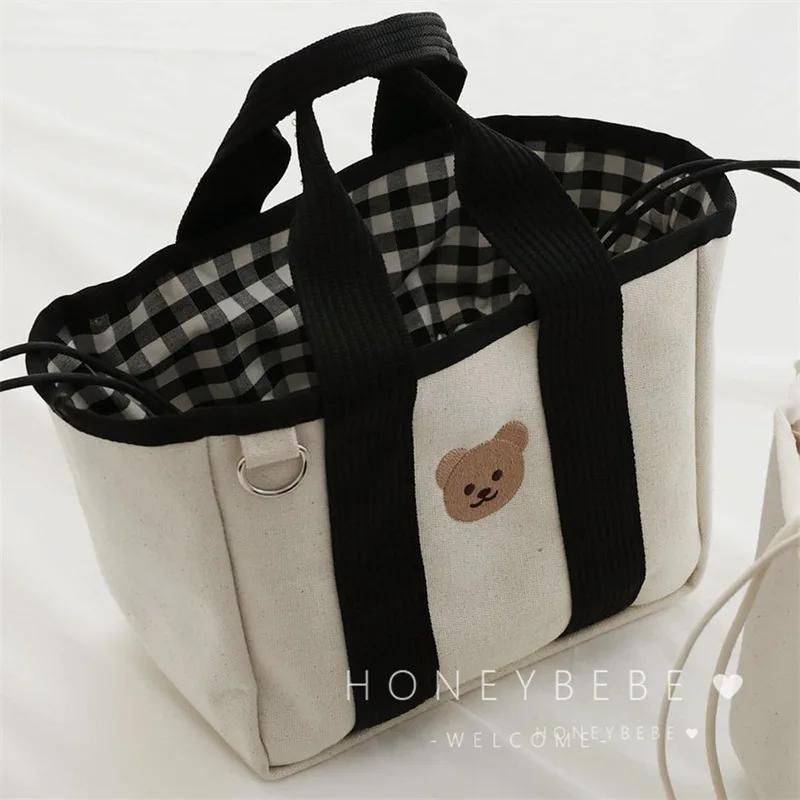 Korean Quilted Maternity Bag for Baby Diaper Bear Mommy Bag Nappy Maternity Packs Toiletry Labour Luggage Bag Mom Travel Tote