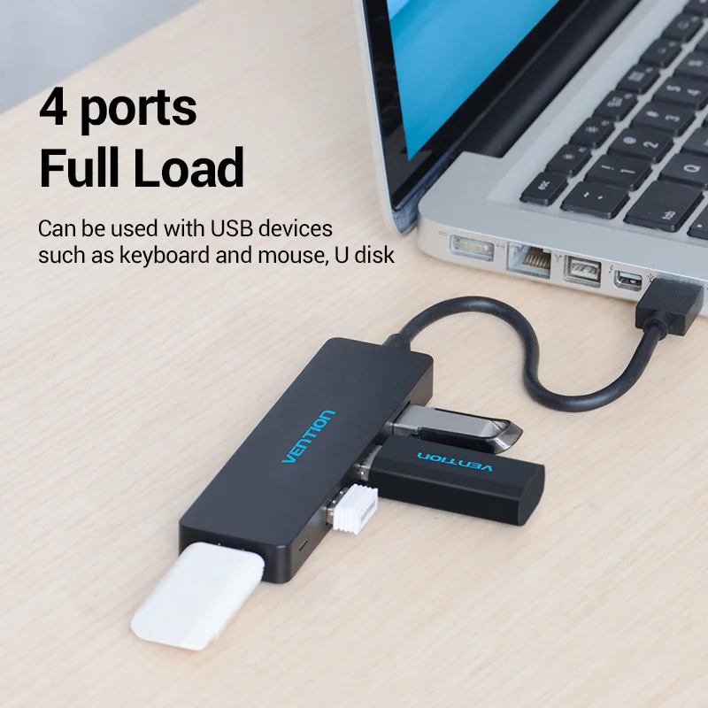 Vention 4-Port USB HUB 3.0 2.0 Ultra Slim Data Hub Type-c HUB for Macbook,Mac Pro/mini,iMac,Surface Pro,XPS,Notebook PC,USBC HUB