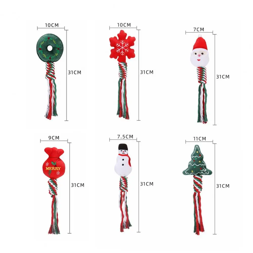 

PETWTILTIH Funny Dog Rope Knot Wear-resistant Teeth Cleaning Eco-friendly Christmas Element Rope Knot Puppy Training Toy