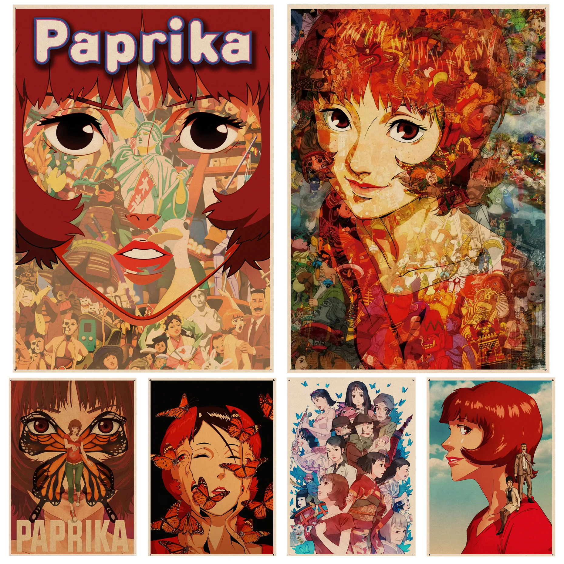 

Satoshi Kon Movie Paprika Retro Anime Classic Movie Posters Retro Kraft Paper Sticker DIY Room Bar Cafe Decor Art Wall Stickers