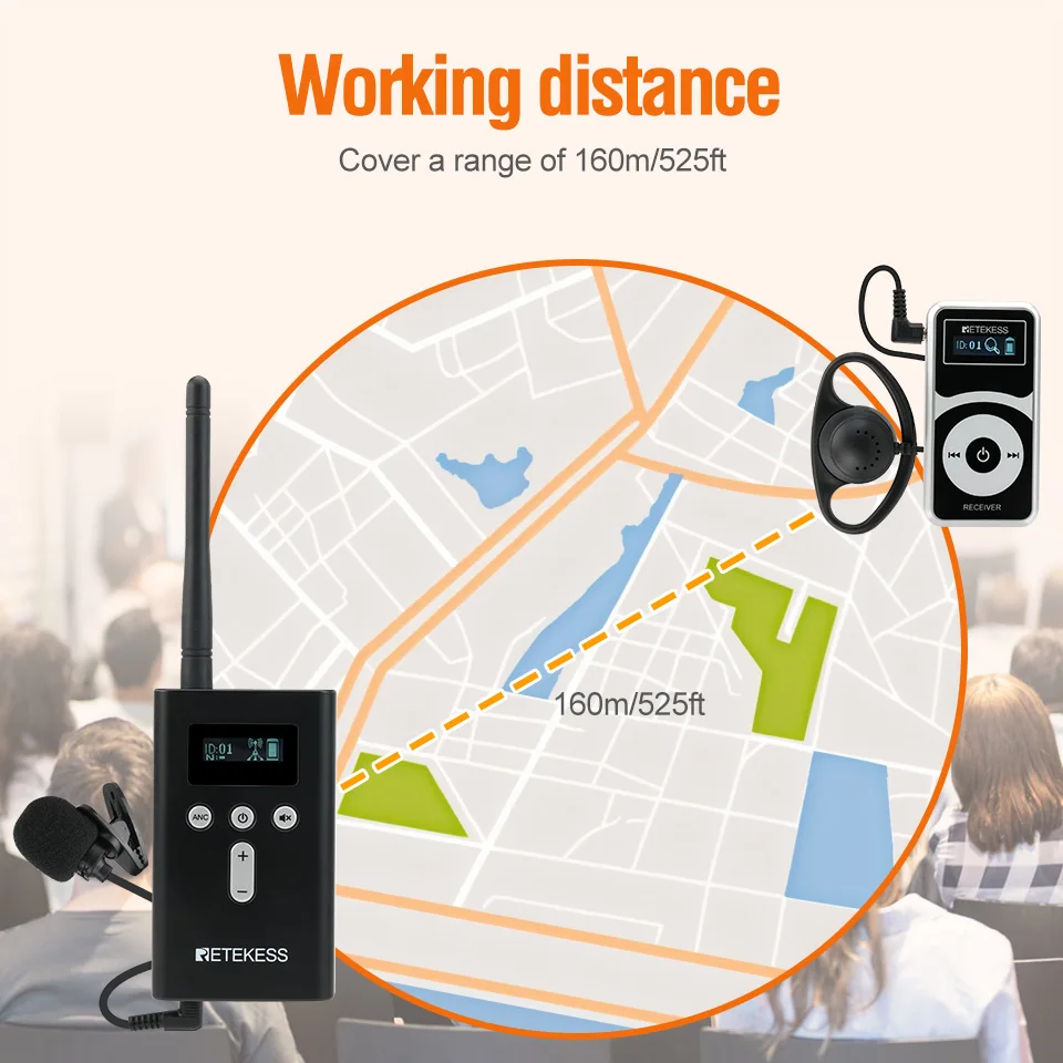 Беспроводной аудио-гид Retekess T130P радио-гид для церковного перевода конференций