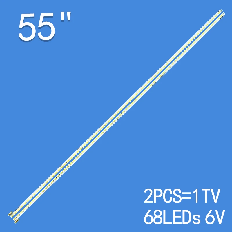 

new 2pcs*68LEDs 6V For Millet 55" TV L55M4-AA 098101074400 098101074401 1712-0400-4190