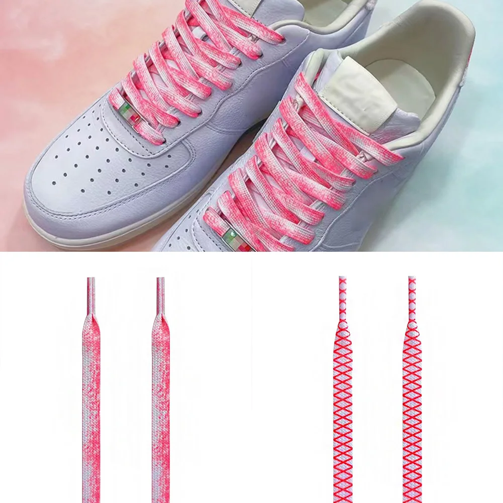 

1Pair Flat Color Gradient Changing Colors Shoe Laces Rainbow Print Flat Canvas Shoelace Shoes Casual Chromatic Colour Shoelaces