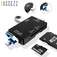 accezz 6 in 1 otg card reader type c micro usb tfsd usb 2 0 smart memory cardreader flash drive u disk otg adapter for laptop