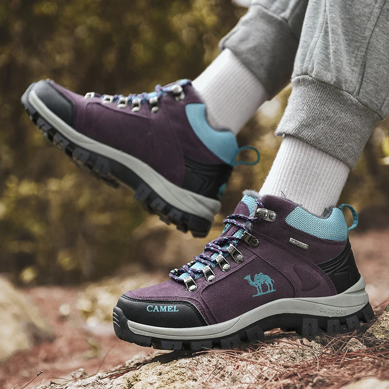 Winter Plus Warm Hiking Shoes Women Outdoor Trekking Climbing Shoes Women Sneakers Fashion Pink Snow Boots Woman Mountain Shoes