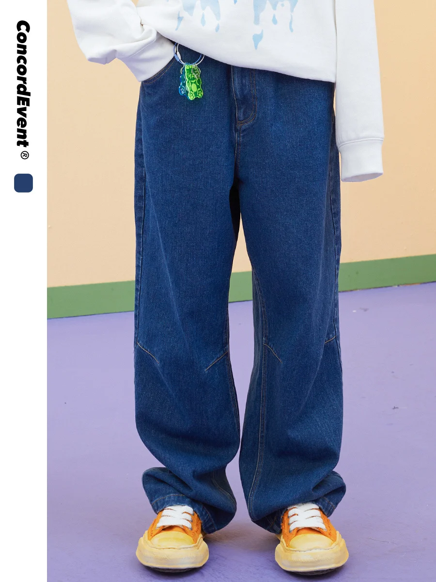 

Autumn New Loose Wide Leg Denim Trousers Men's Fashion Brand Casual Pants Straight High Street Thin jeans men