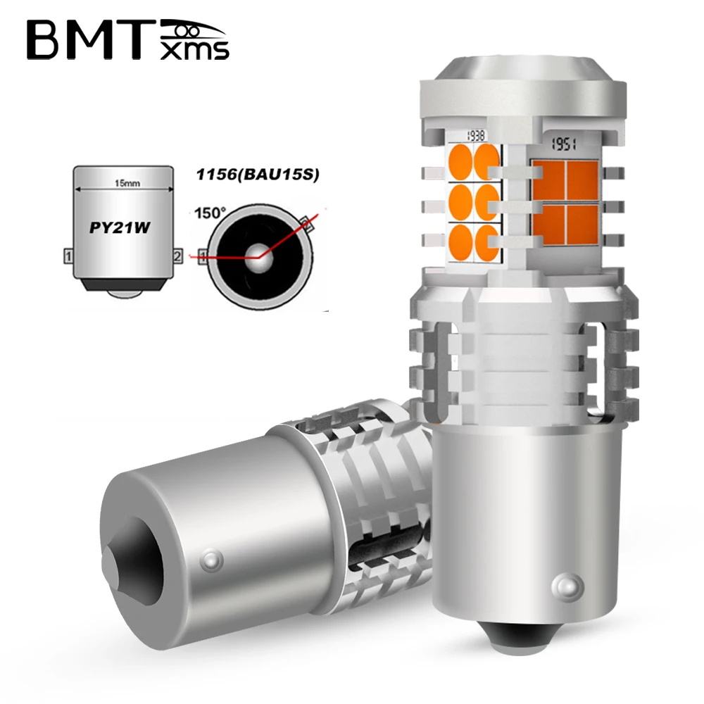 

Комплект Из 2 Светодиодных Ламп BMTxms T20 7443 W21W Янтарно-желтого Цвета Для Указателей Поворота, Без Ошибок, Для BMW, Merc...