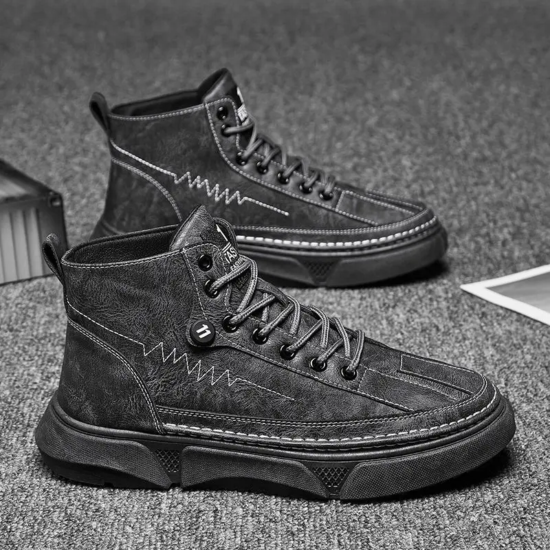 

Мужская обувь, новая обувь на осень и зиму, Мужская Корейская версия трендов Joker, высокие мужские ботинки, повседневная мужская обувь