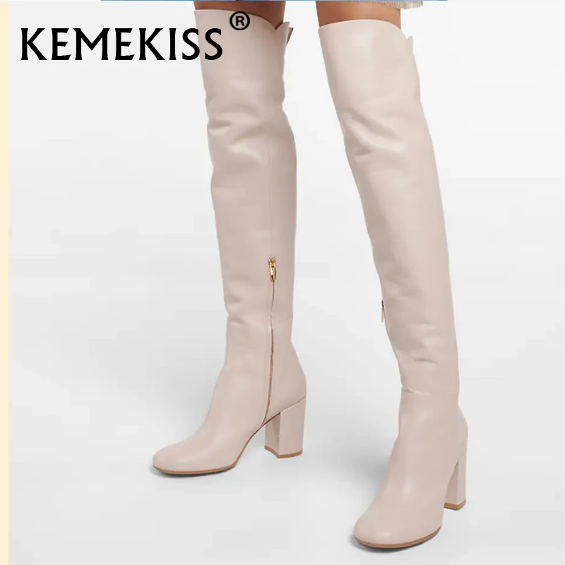 

KemeKiss Size 34-43 Real Leather Women'S Over Knee Boots Winter Women'S Shoes Fashion Pointed Toe Long Boots Ladies Footwear