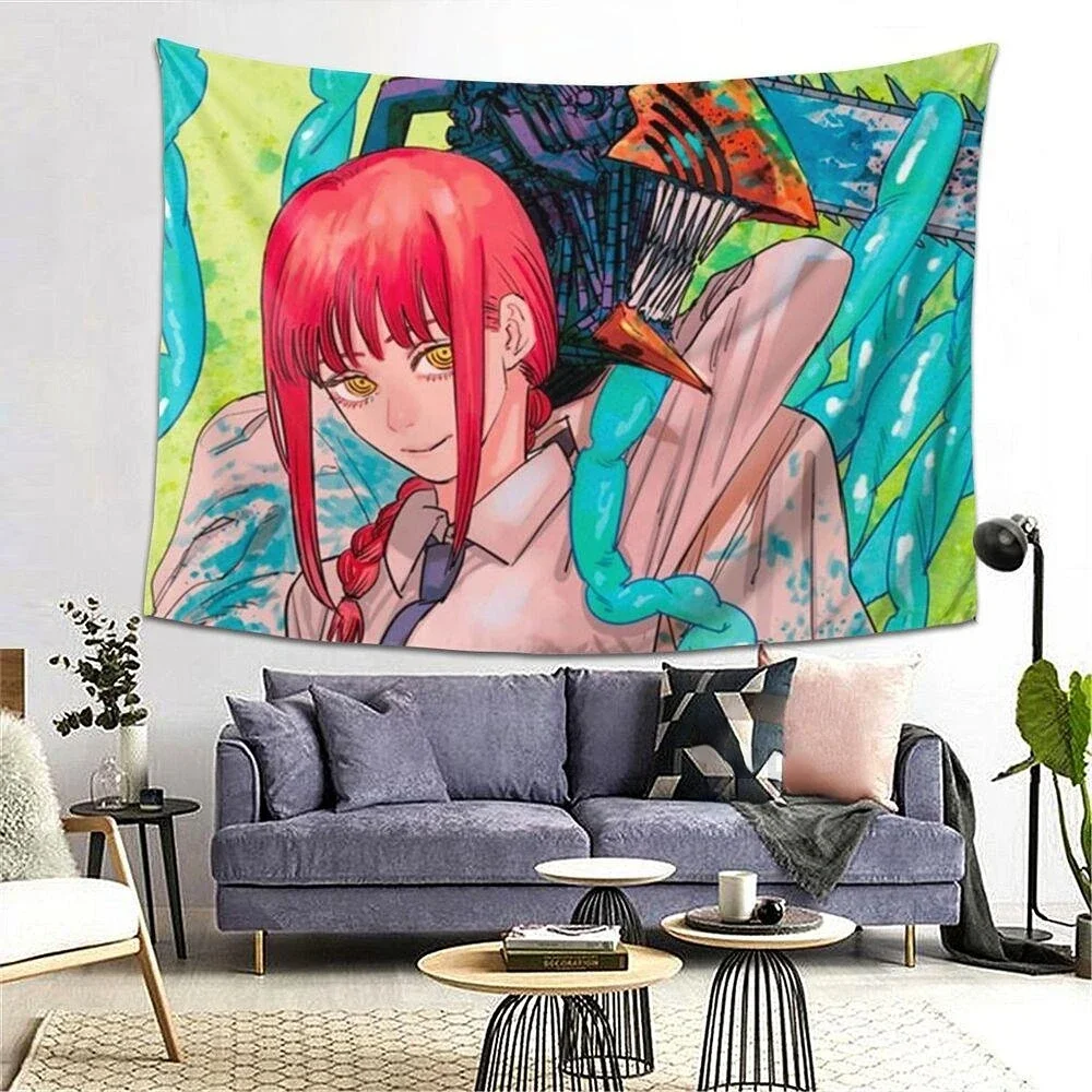Настенный гобелен в стиле аниме с изображением ужасов и бензопилы манга