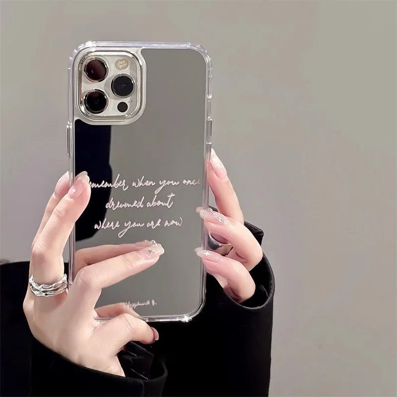 Фото OK Желтый английский зеркальный чехол для телефона с зеркалом для iPhone 17 17Air 16 15 14 13 12 11 Pro Max XR X XS 7 8 Plus Чехол-бамбер №5