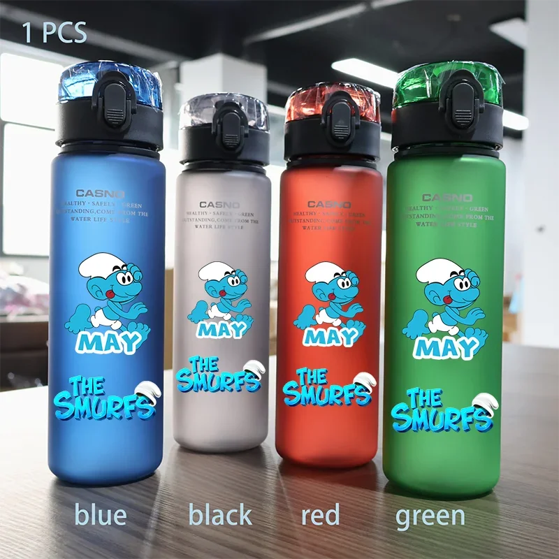 560ML Large Capacity Smurfs Season Children's Plastic Water Cup Portable Leak Proof Outdoor Sports Travel Bottle