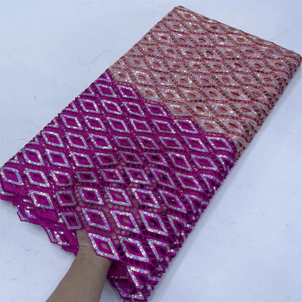Африканский нигерийский тюль кружева ткань вышивка блестками Французская для