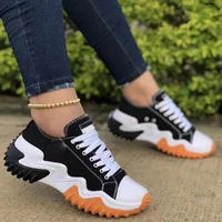 2022 new women autumn canvas sneakers non slip mixed color thick bottom platform vulcanized shoes lace up casual ladies footwear