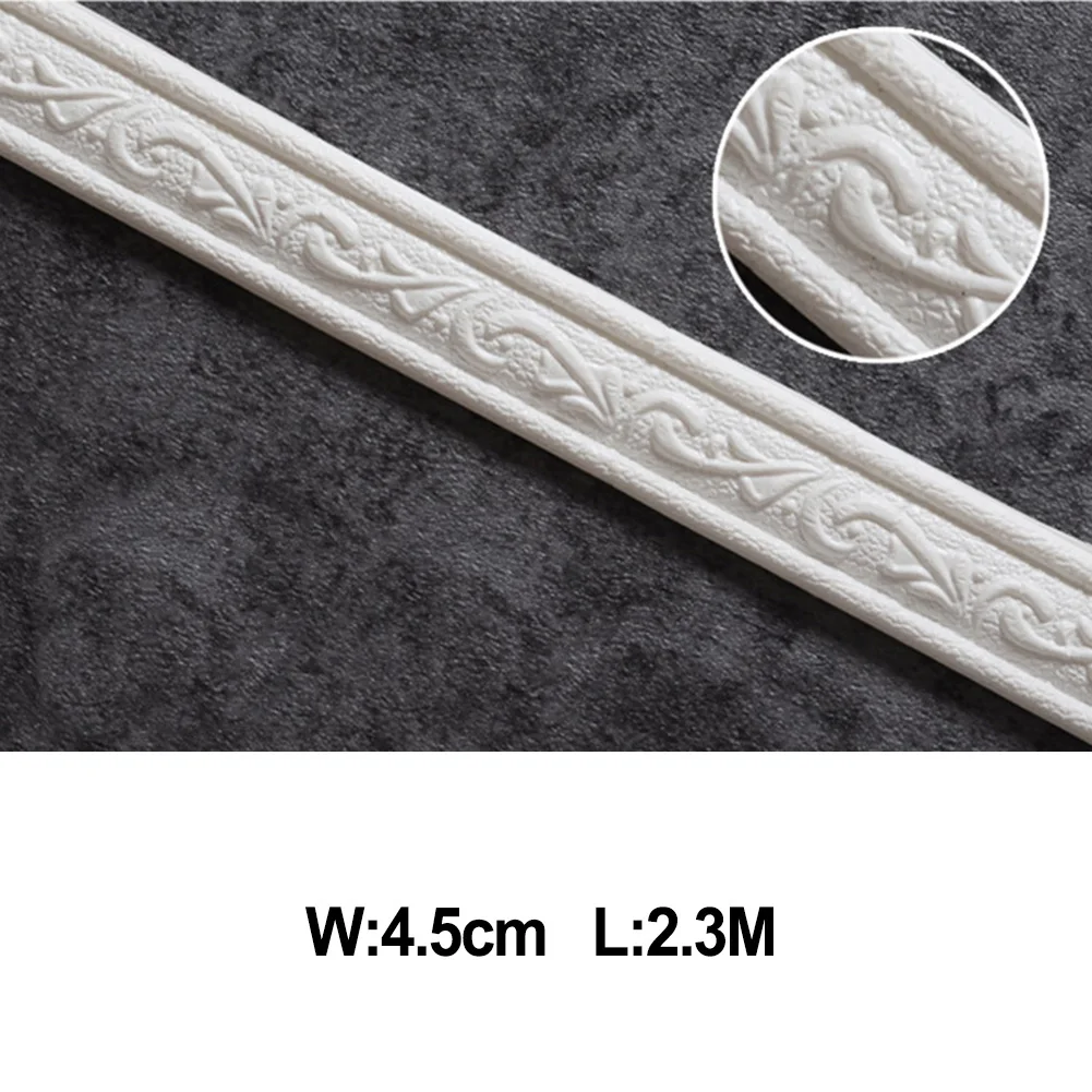 

Skirting Border Wall Trim Line Protection Strip Three-dimensional Waist Line Wall Sticker 1pcs Waterproof 2.3m*4cm