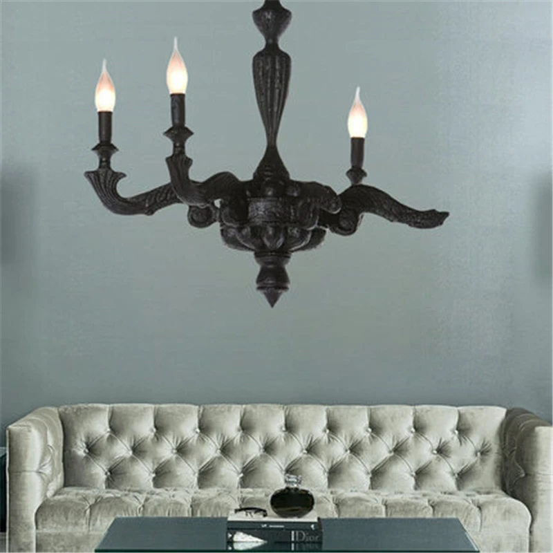 

Post-modern Design Led Black Resin Chandeliers Nordic Living Room Led Chandelier Lighting Vintage LOFT Home Decor Hanging Lamp