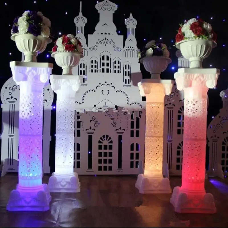 

Hollow Design Luminous Wedding Roman Column LED Pillar White Red Blue Purple Available For Party Decoration Supplies