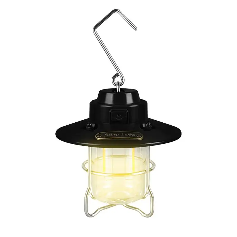 

Vintage Metal Hanging Lanterns Warm Light LED Camp Lantern Rechargeable Lightweight Tent Light For Outdoors