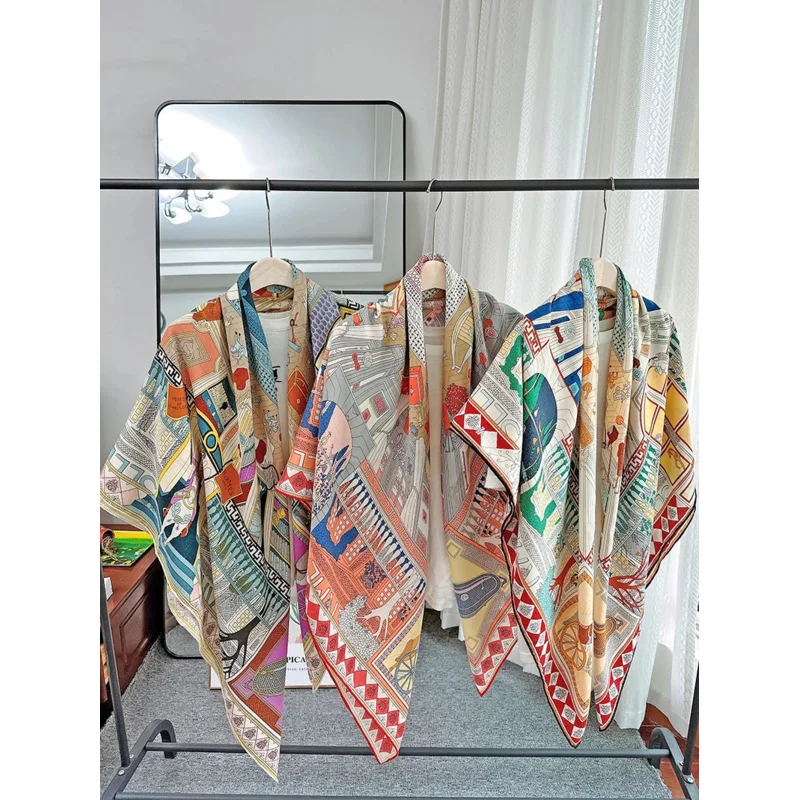 Женская брендовая шикарная шаль большой квадратный платок 140 кашемировая