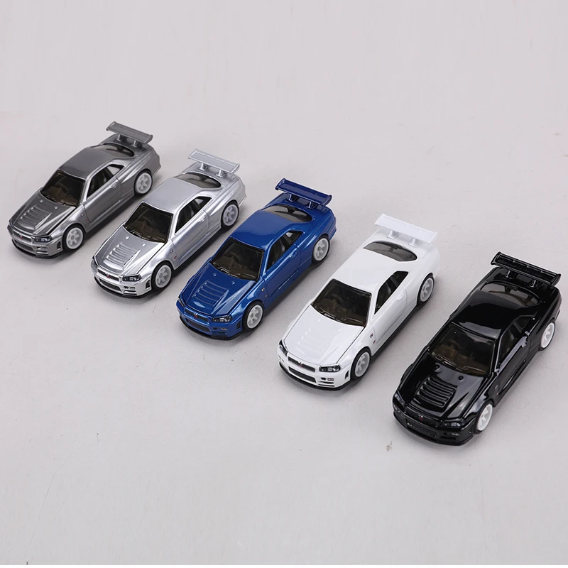 Фото Модель ZZC 1:64 GTR R34: литая под давлением модель автомобиля из сплава, с открывающимся капотом №3