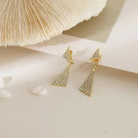 s925 silver needle small and simple rhinestone triangle new trendy personality sweet earrings jewelry chinese fashion moda 2020