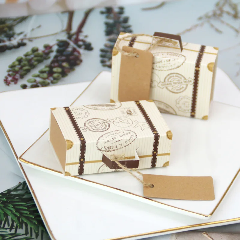 

1-20pcs Creative Mini Travel itcase Candy Box Kraft Paper Gift Boxes Wedding Birthday Christmas Favor Present Boxes Packing