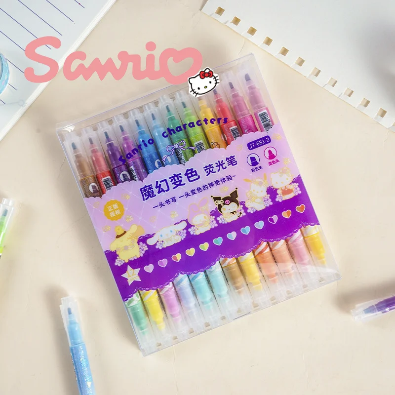 12 шт. Sanrio Kuromi Melody Hellokitty двойная головка меняющая цвет разноцветные граффити ручка