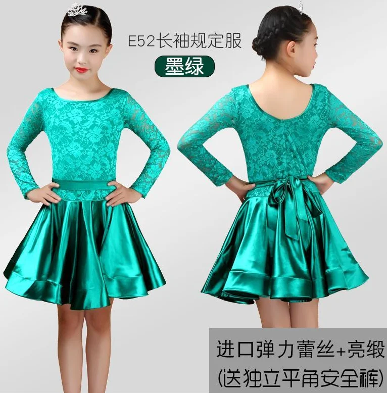 

1pcs/lot Latin Dance Dress Girls Ballroom dancing Dress Girls Satin Fabric Dance dress Costume Competition Dancewear