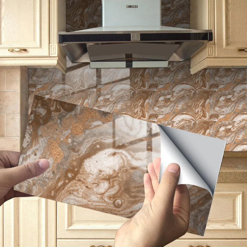 

[Home Decorations] Dls046 Amazon Imitation Marble Texture Tile Sticker Thickened Cover Crystal Film Decorative Renovation Wall S