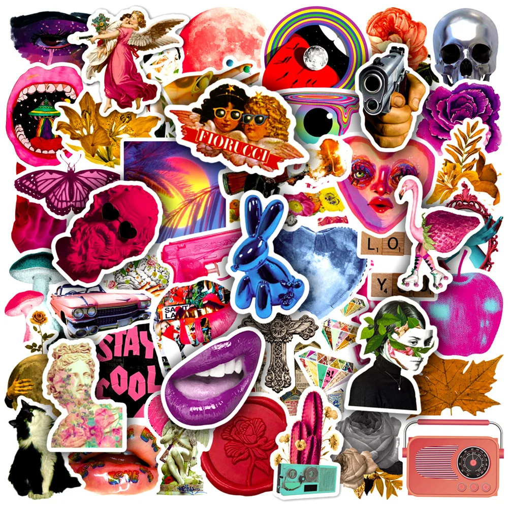 

10/30/50PCS Cartoon Pink American Retro Sticker Decal Skateboard Laptop Luggage Travel Mobile Phone Ipad Sticker Wholesale