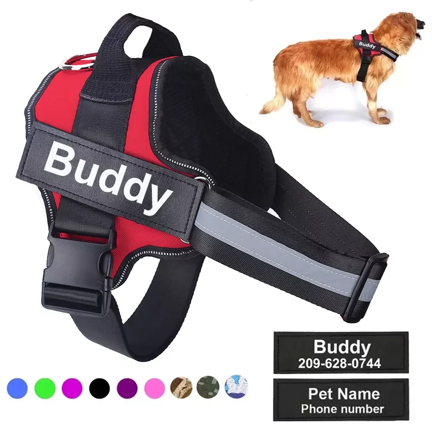 

NEW Personalized Dog Harness NO PULL Reflective Breathable Adjustable Harness Vest For Small Large Dogs ID Custom dog accessorie